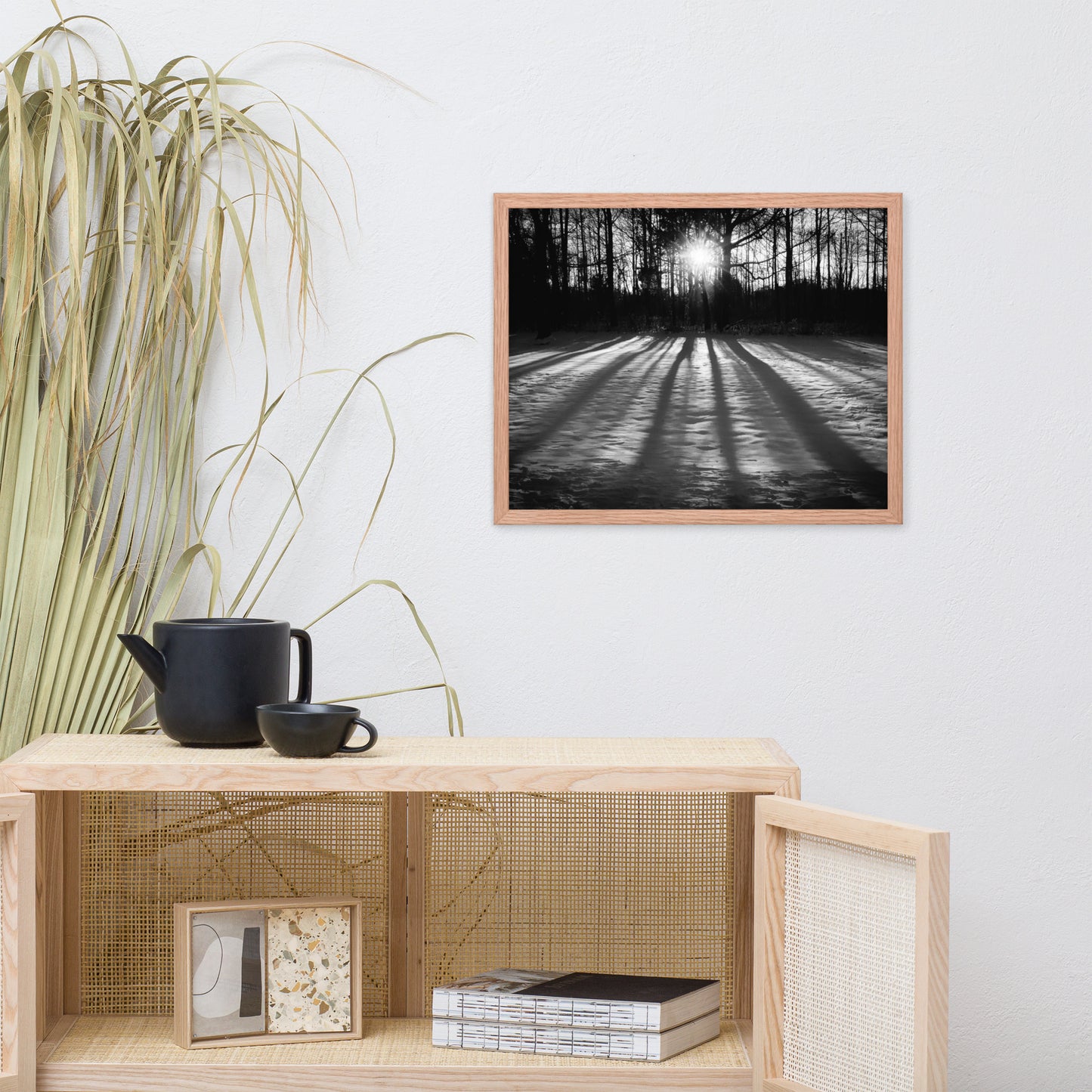 Winter Shadows from the Trees Black & White Framed Photo Paper Wall Art Prints