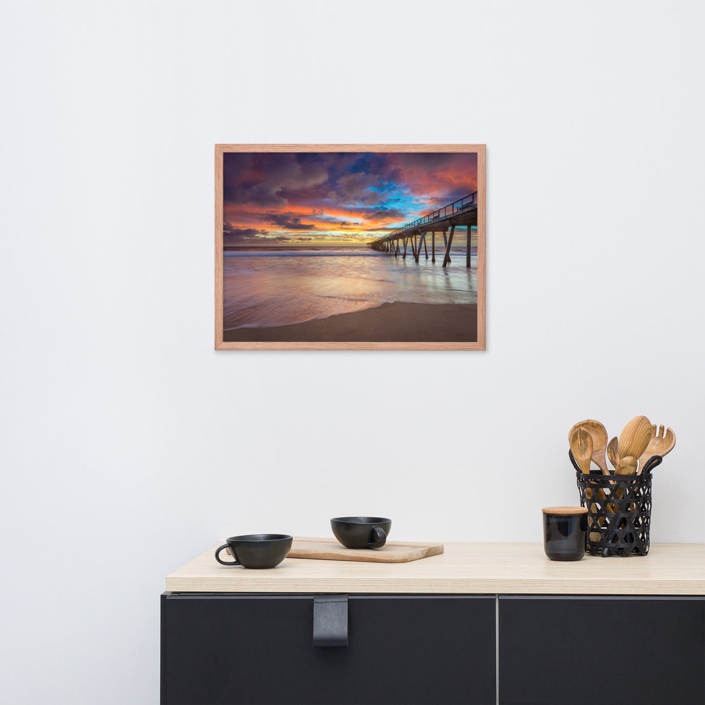 Dreamy Pier at Sunset Framed Wall Art Print