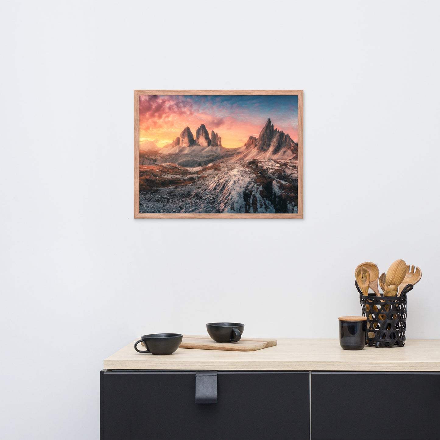 Mountain Colorful Cloudy Sunset 2 Framed Wall Art Print
