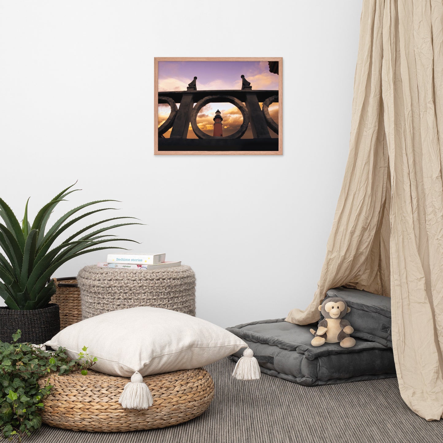 Ponce De Leon Lighthouse and Iron Fence Architectural Coastal Photo Framed Wall Art Prints