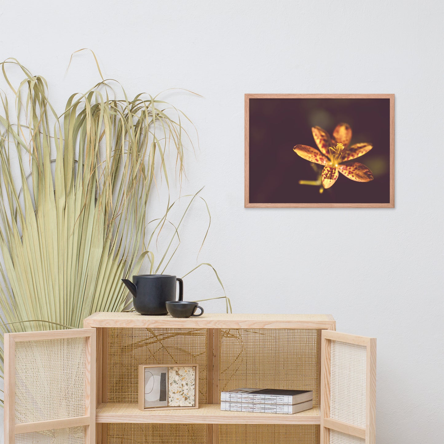 Dramatic Orange Leopard Lily Flower Floral Nature Photo Framed Wall Art Print