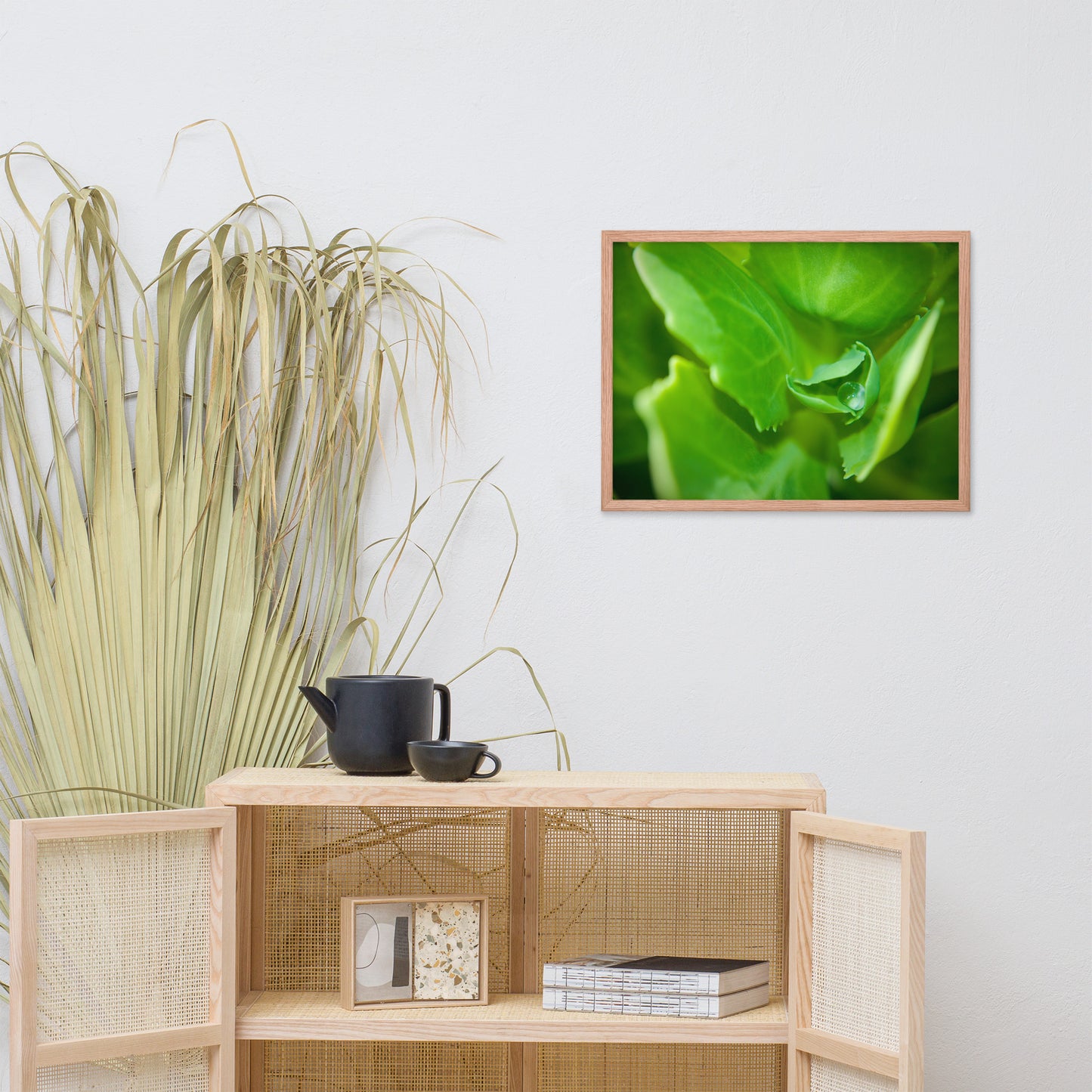 Cupped Droplet Botanical Nature Photo Framed Wall Art Print