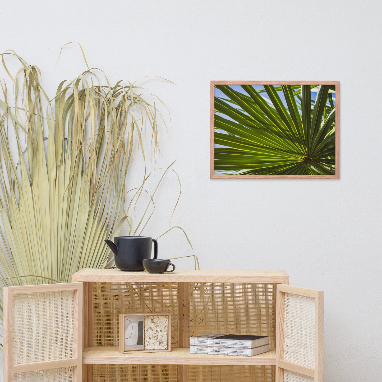 Colorized Wide Palm Leaves Botanical Nature Photo Framed Wall Art Print