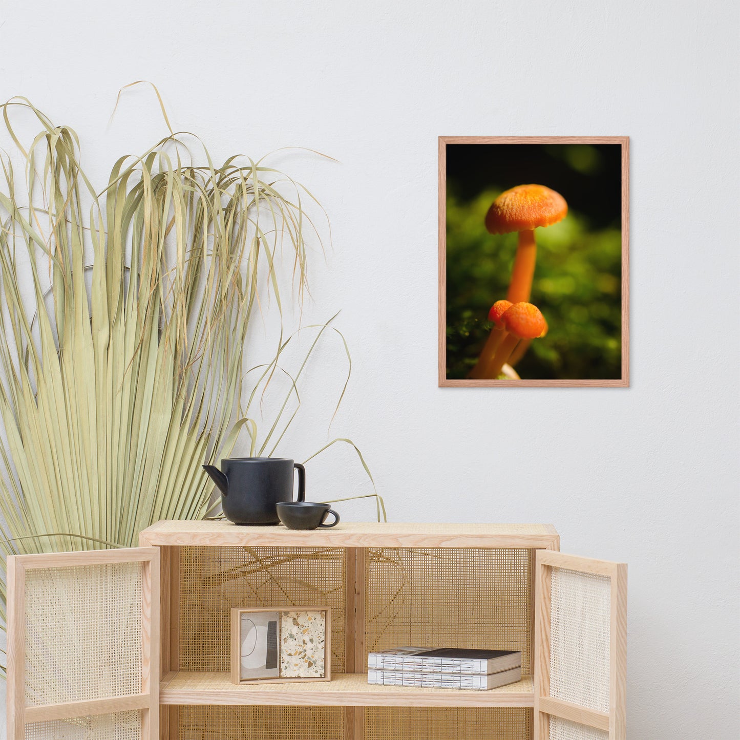 Button Top Mushrooms Botanical Nature Photo Framed Wall Art Print