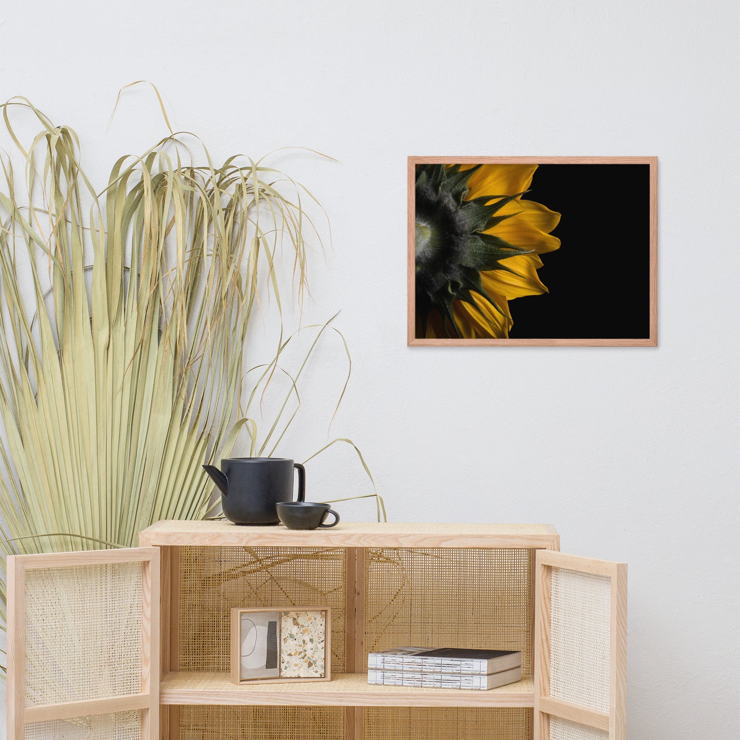 Backside of Sunflower Minimal Floral Nature Photo Framed Wall Art Print