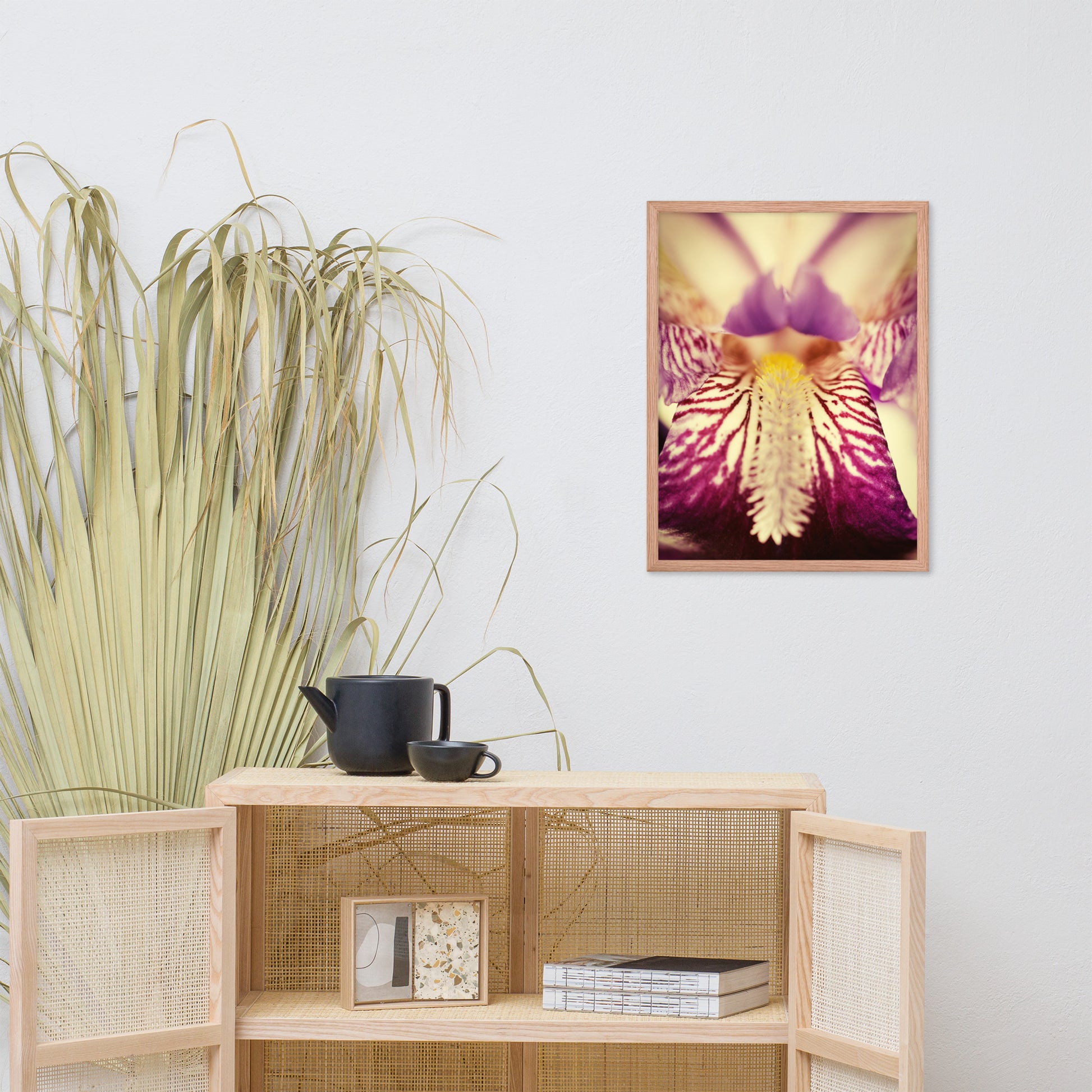 Hanging Floral Wall Decor: Antiqued Iris Floral / Flora / Botanical / Nature Photo Framed Wall Art Print - Artwork - Modern Wall Decor