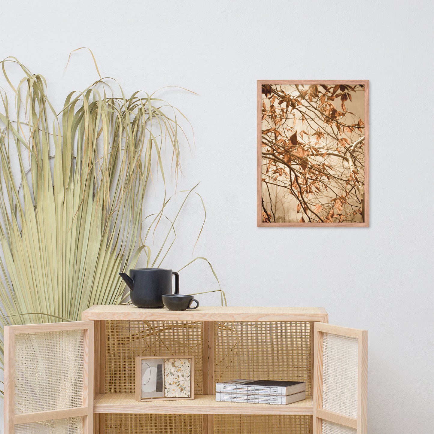 Narrow Hallway Wall Decor: Aged Winter Leaves Botanical / Nature Photo Framed Wall Art Print - Artwork - Farmhouse Style Wall Decor