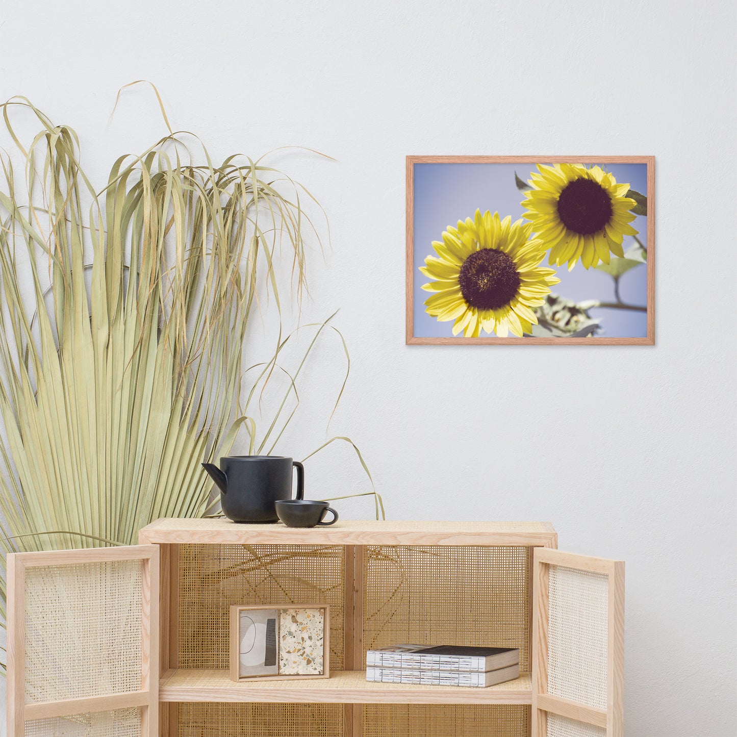 Modern Floral Wall Art: Aged Sunflowers Against Sky Abstract / Minimal / Rustic / Country / Farmhouse Style / Floral / Botanical / Nature Photo Framed Wall Art Print - Artwork - Wall Decor - Home Decor