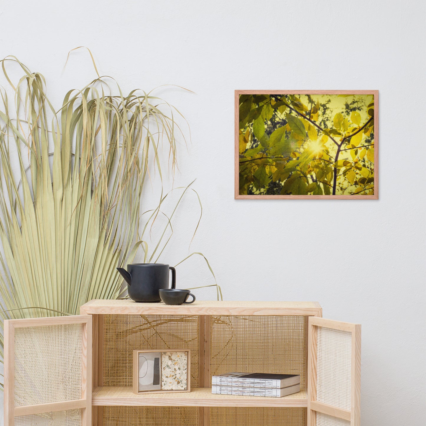 Hallway Wall Art Ideas: Aged Golden Leaves Abstract / Country Farmhouse Style / Botanical / Nature Photo Framed Wall Art Print - Artwork - Home Decor