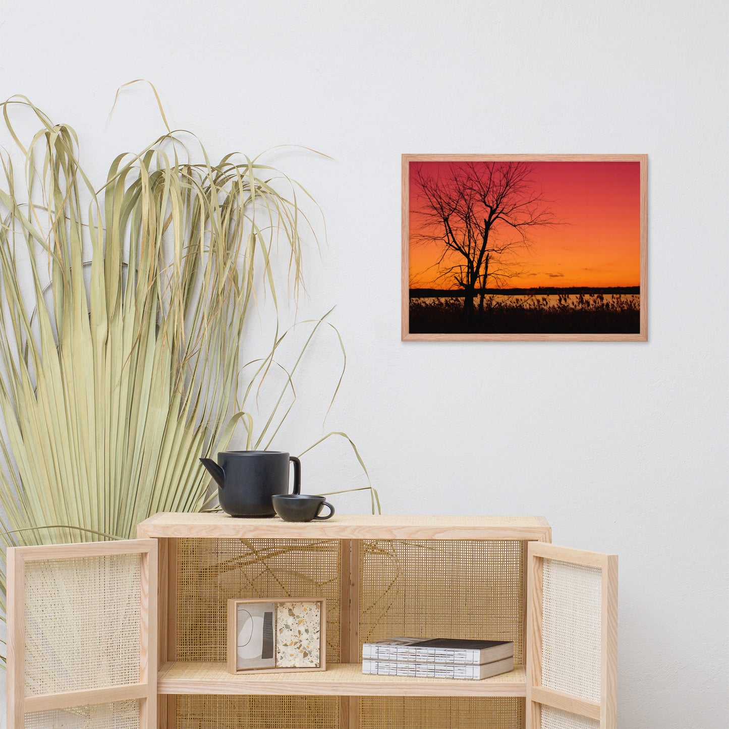 Burning Skies Rural Landscape Framed Photo Paper Wall Art Print