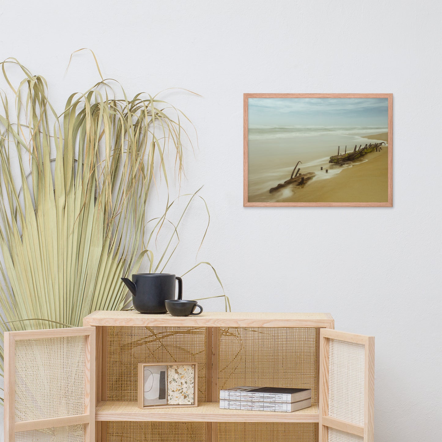 Misty Shipwreck Coastal Landscape Framed Photo Paper Wall Art Prints