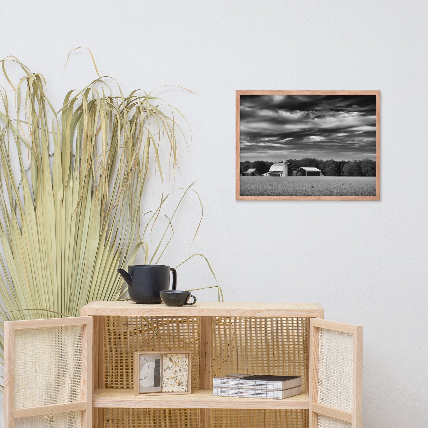 Barn in Field Black and White Framed Photo Paper Wall Art Prints