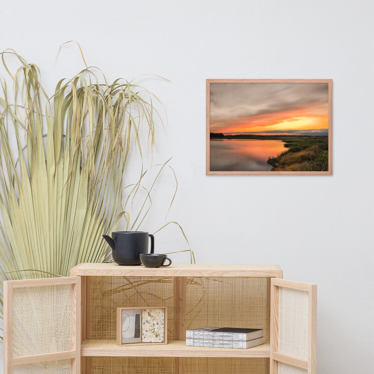 Sunset Over Woodland Marsh Framed Photo Paper Wall Art Prints