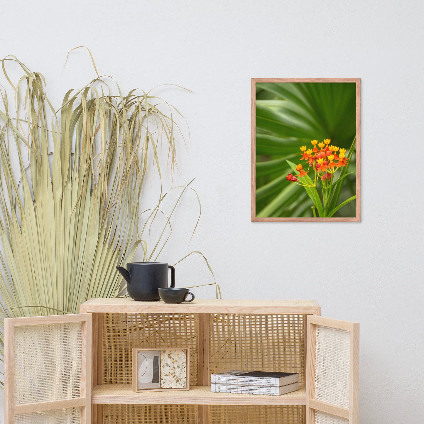 Bloodflowers and Palm Color Floral Nature Photo Framed Wall Art Print