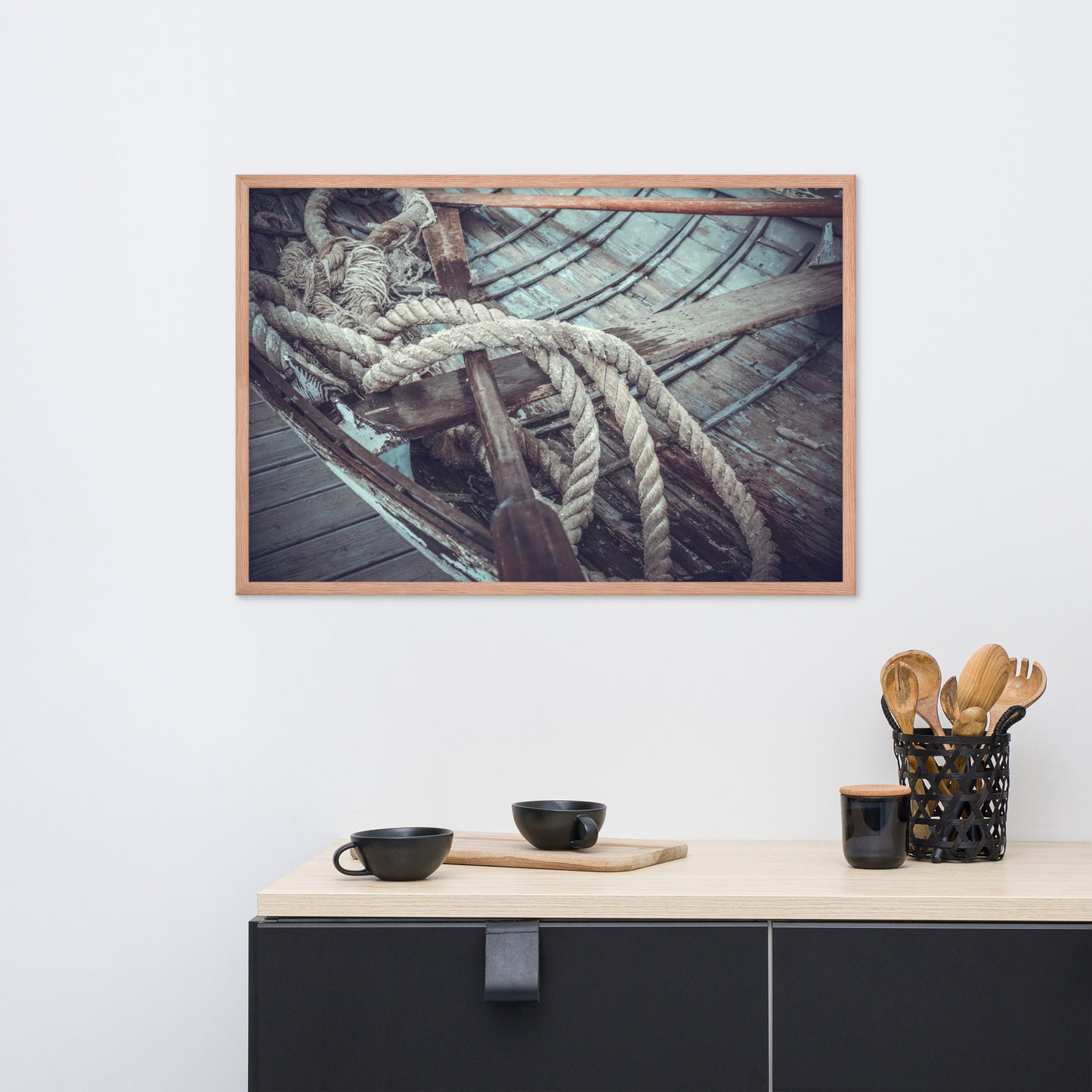 Vintage Boat Oars and Ropes Nautical Framed Wall Art Prints