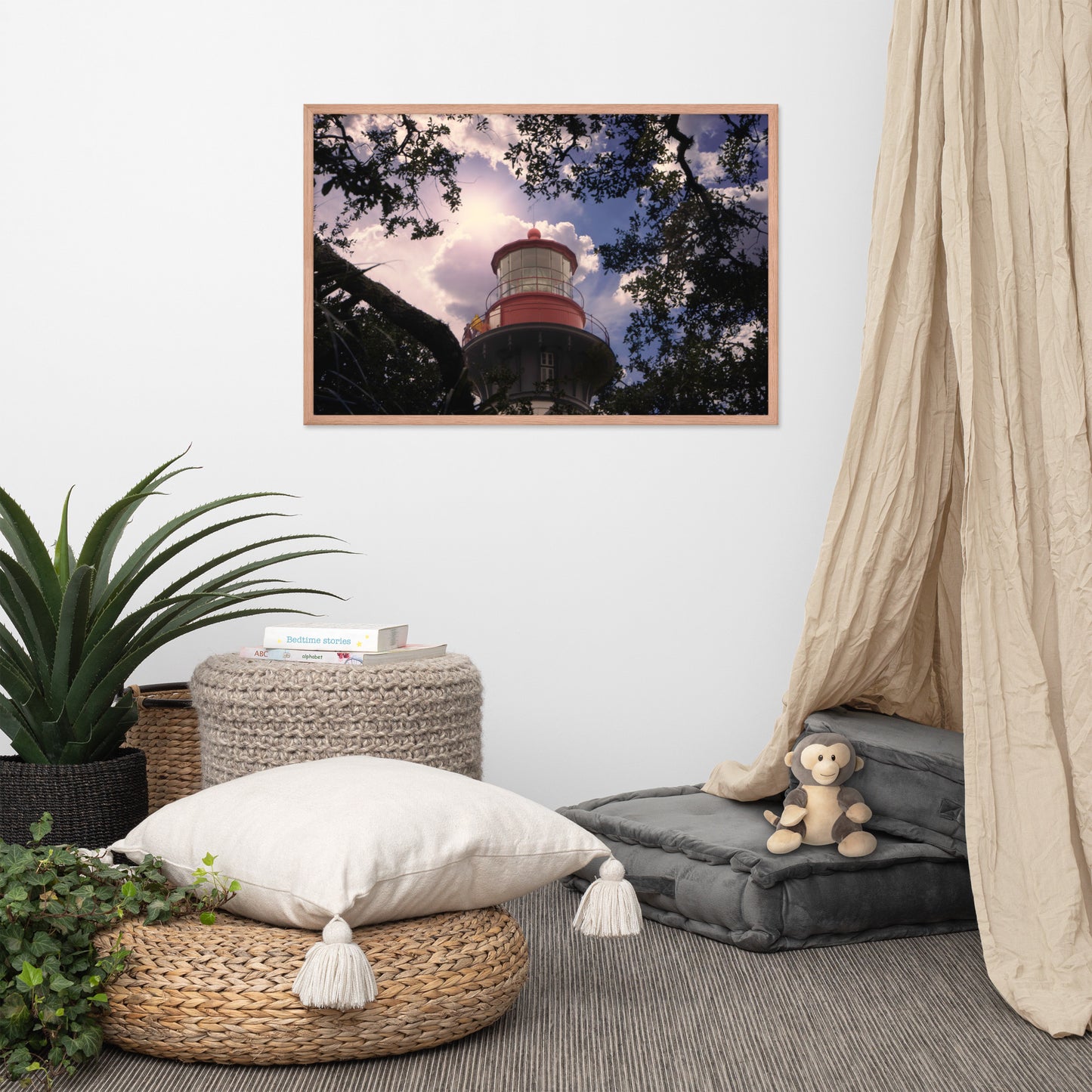 St. Augustine Lighthouse and Tree Branches Urban Building Photograph Framed Wall Art Prints