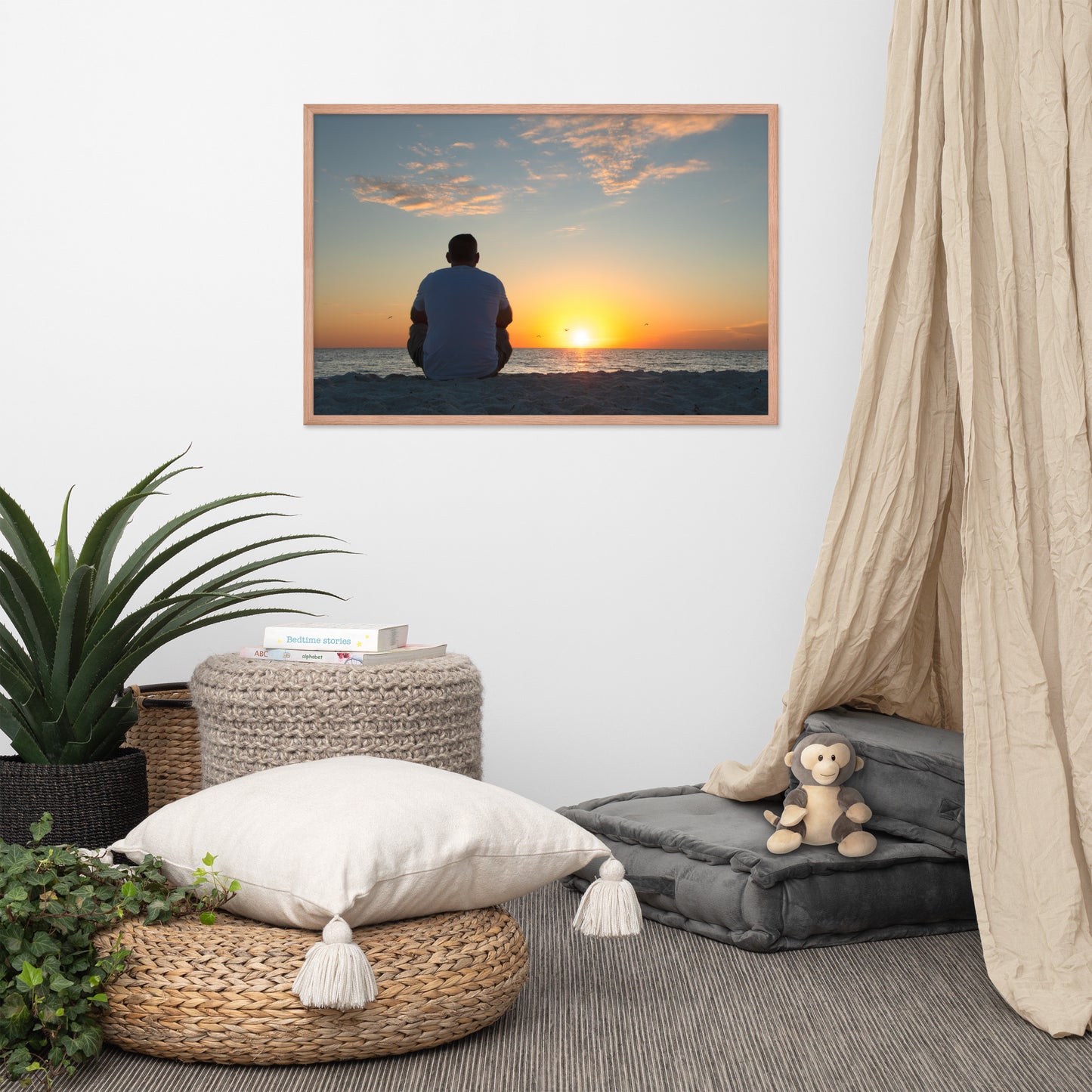 Reflections of The Day Coastal Sunset Landscape Photo Framed Wall Art Print