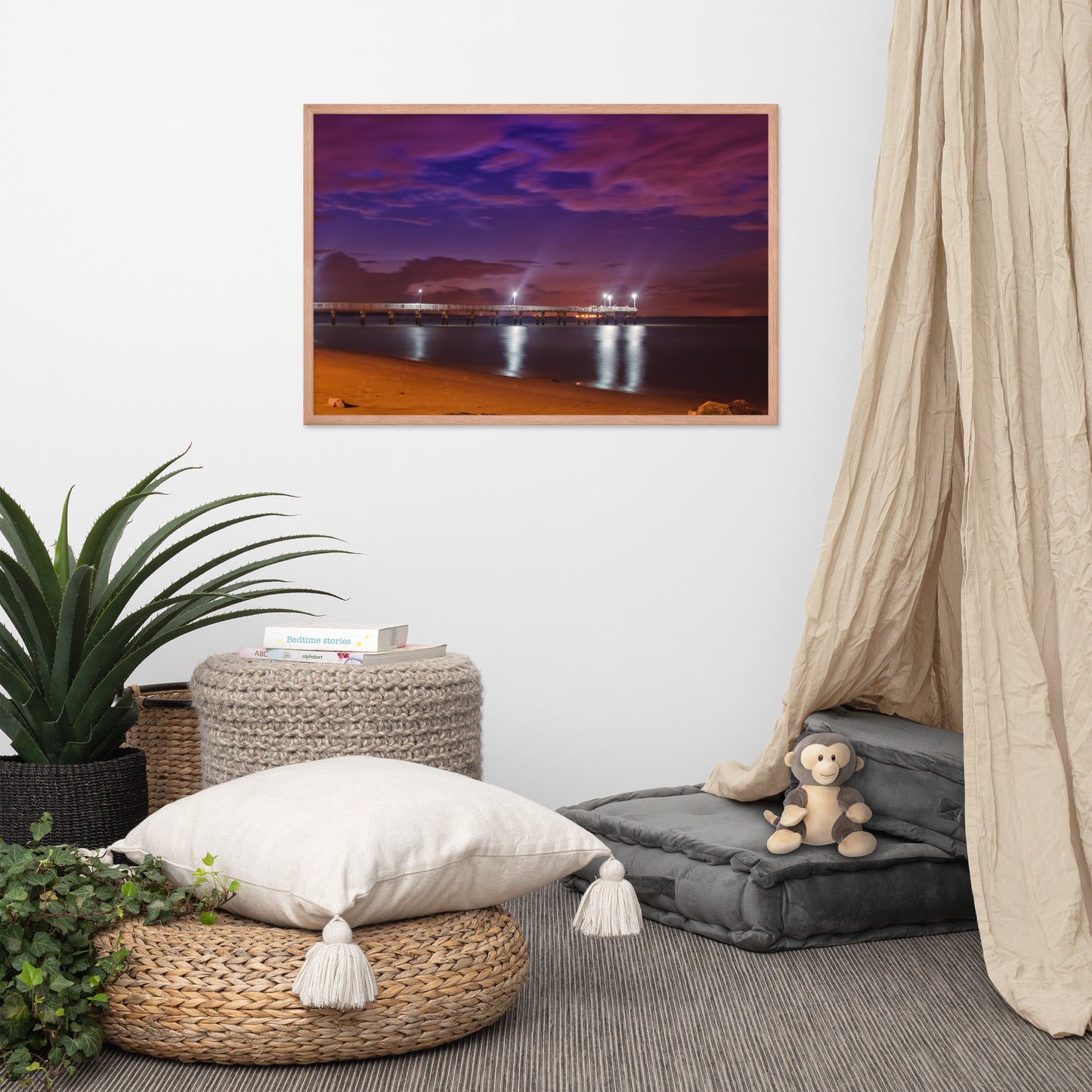 The Pier At Woodland Beach Urban Landscape Photo Framed Wall Art Print