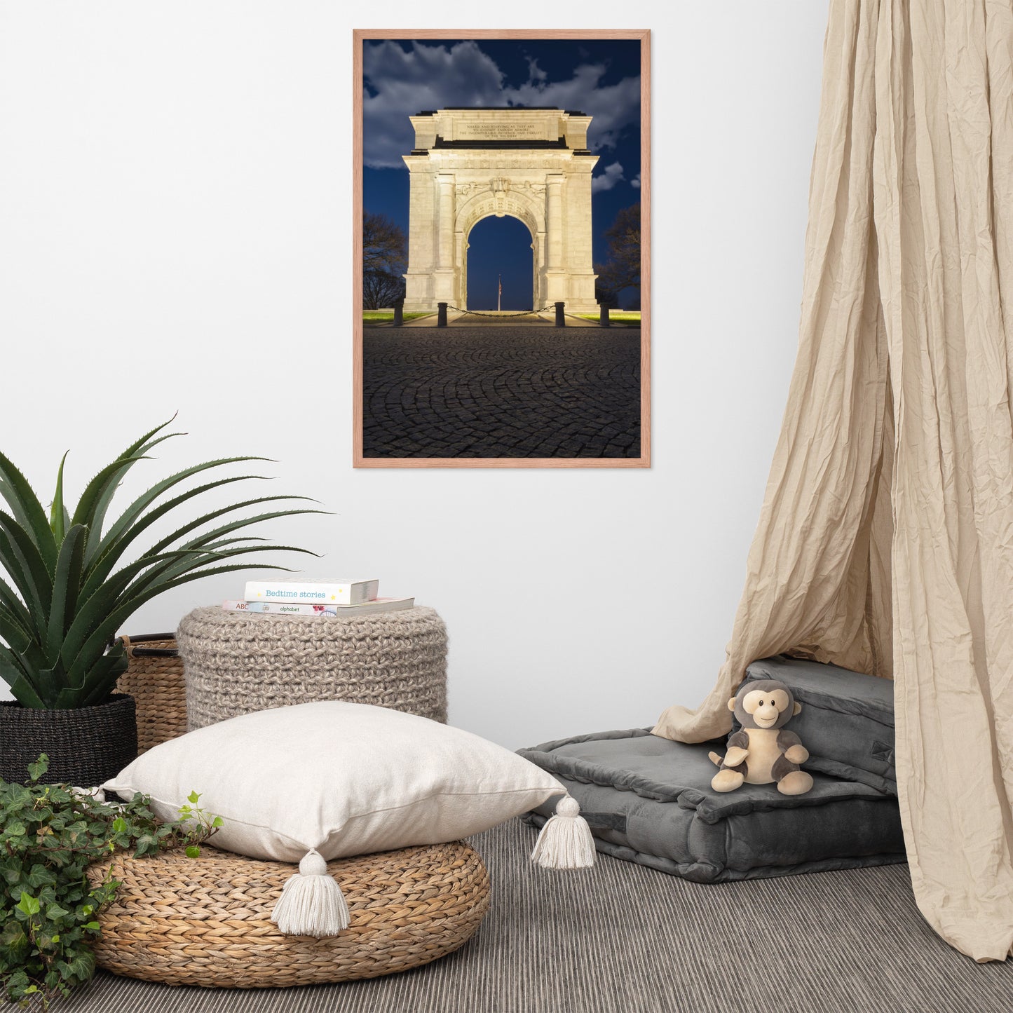 Night Photo At Valley Forge Arch Urban Landscape Photo Framed Wall Art Print