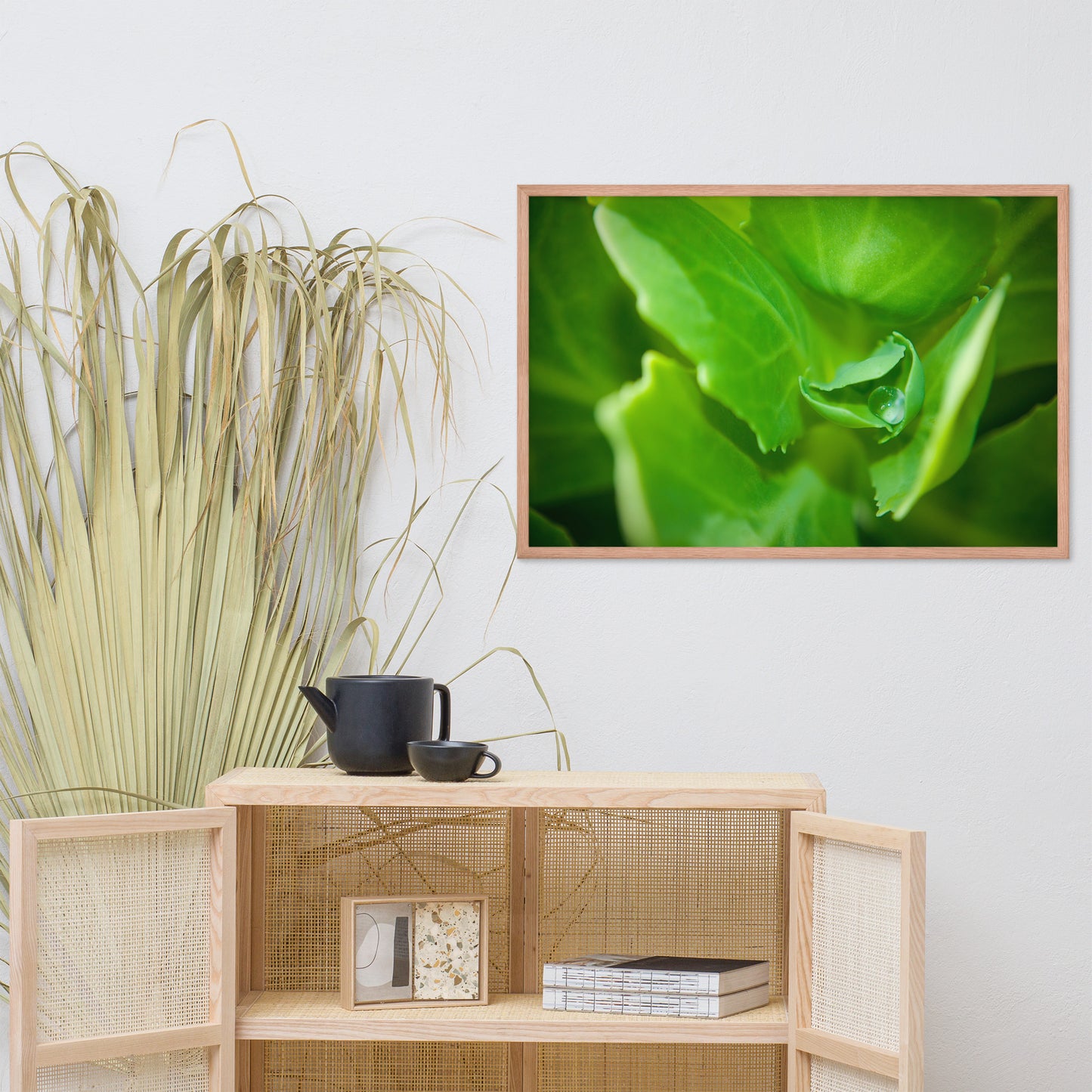 Cupped Droplet Botanical Nature Photo Framed Wall Art Print