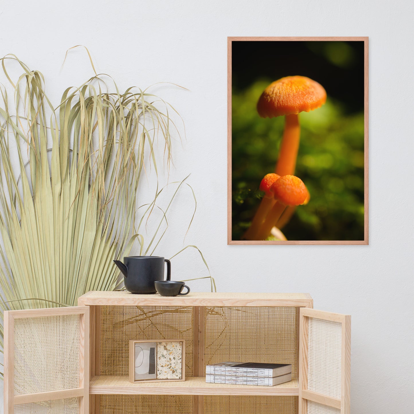 Button Top Mushrooms Botanical Nature Photo Framed Wall Art Print