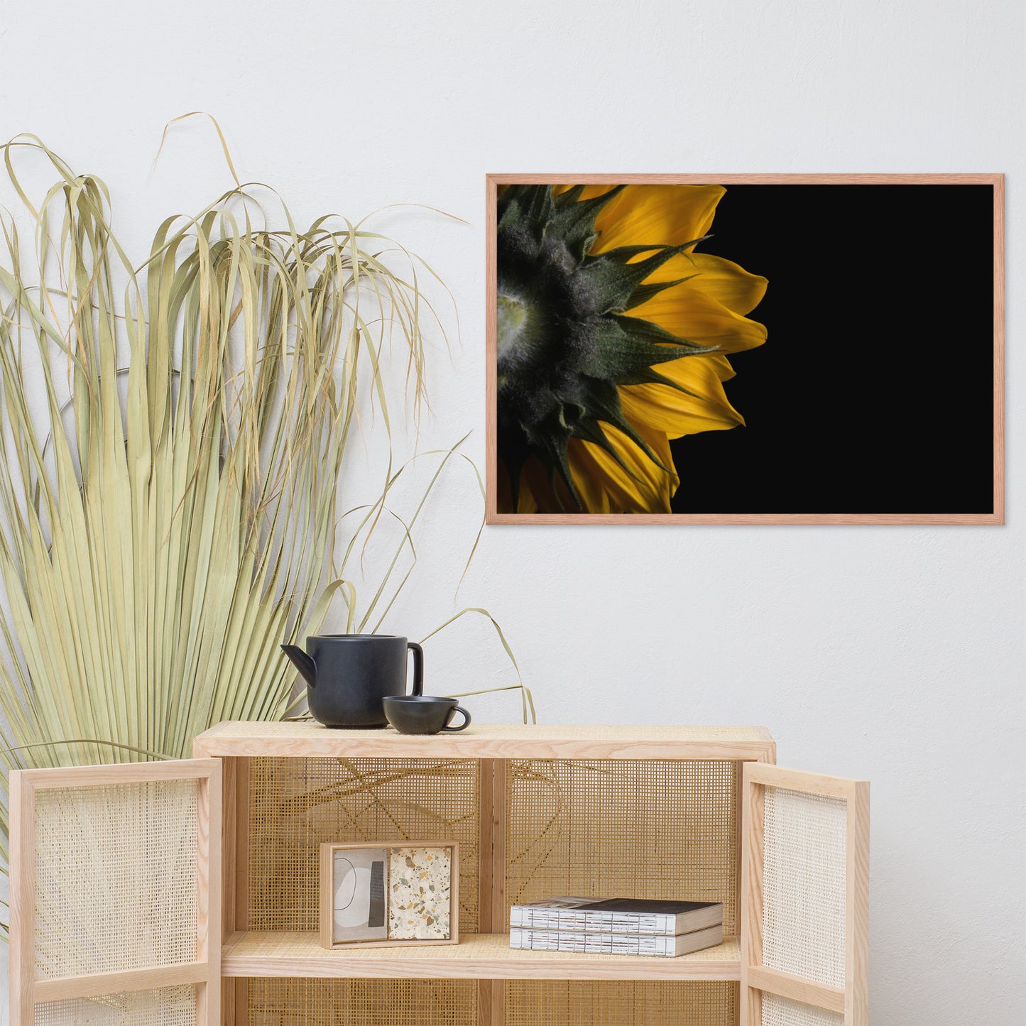 Backside of Sunflower Minimal Floral Nature Photo Framed Wall Art Print