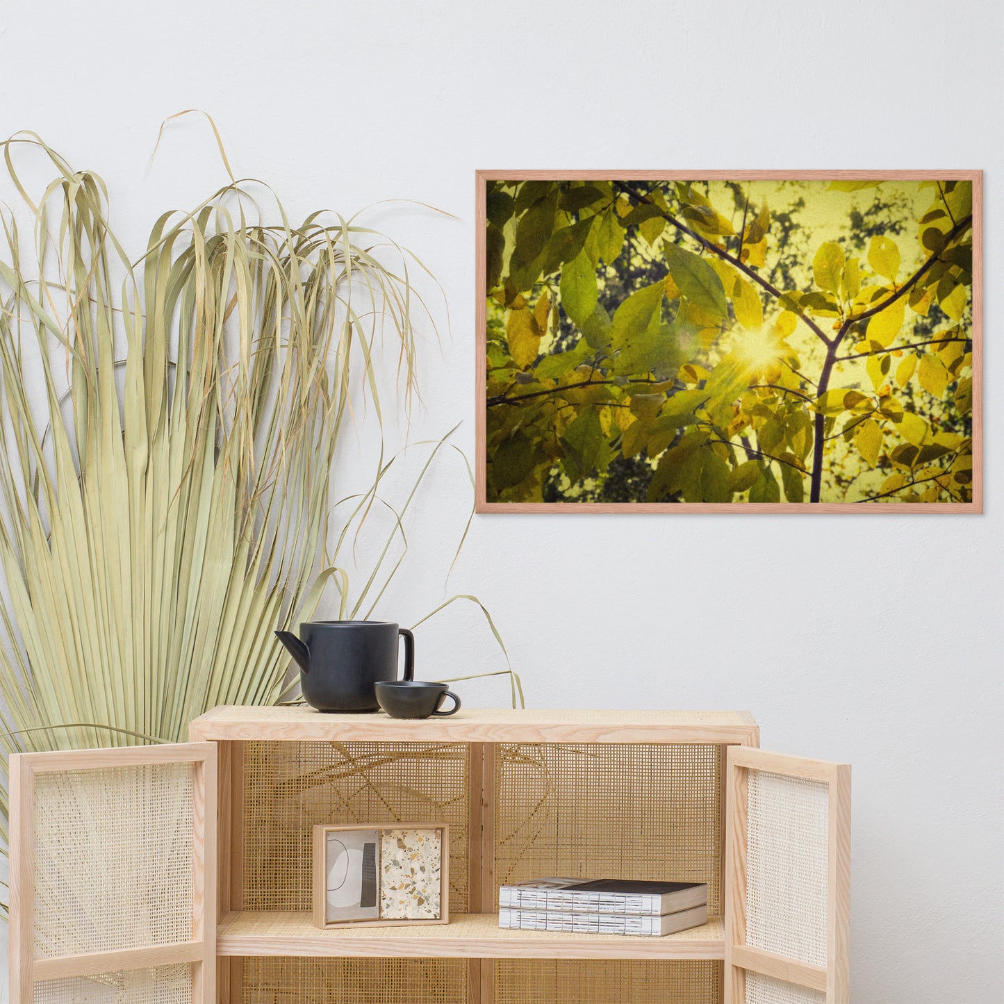 Wall Art For Hallway Ideas: Aged Golden Leaves Abstract / Country Farmhouse Style / Botanical / Nature Photo Framed Wall Art Print - Artwork - Home Decor
