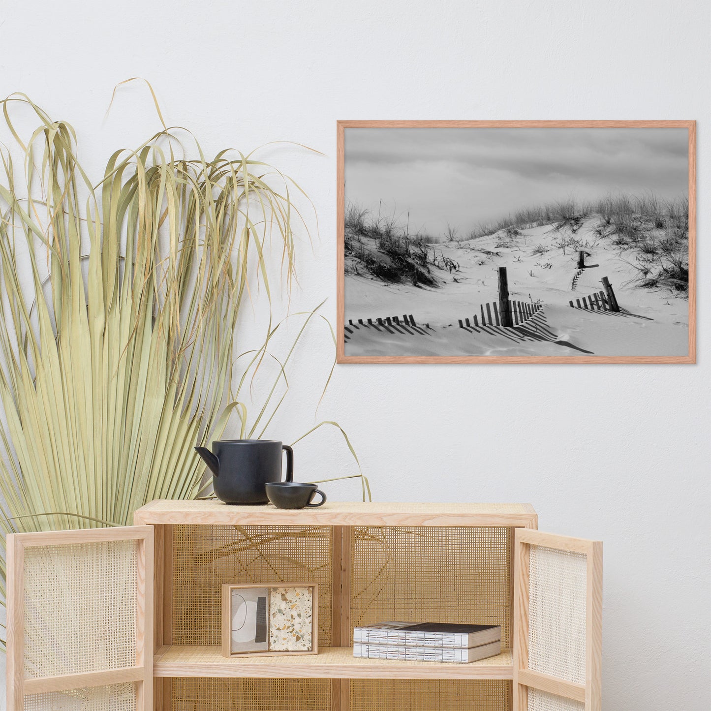Buried Fences Black & White Coastal Landscape Framed Photo Paper Wall Art Prints