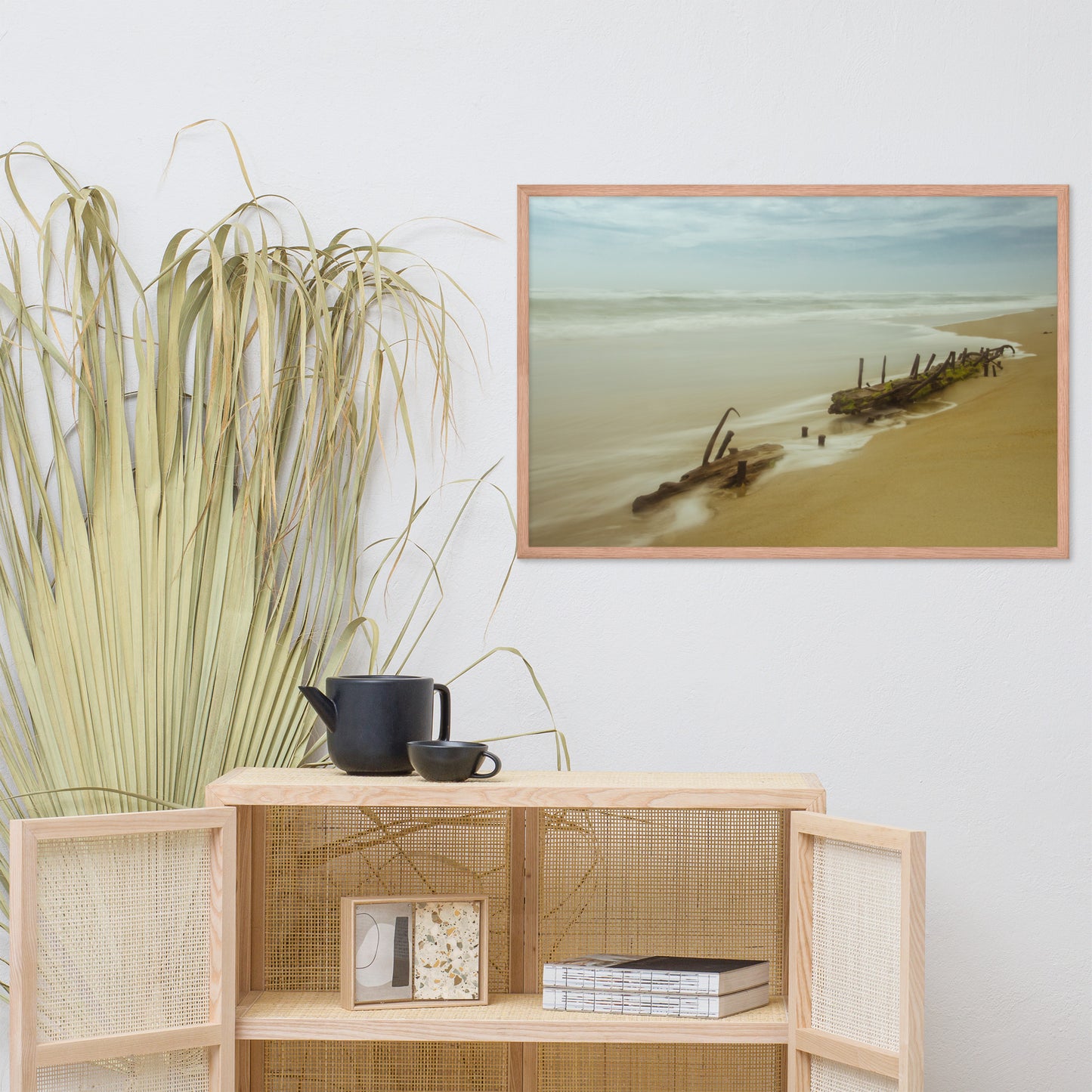 Misty Shipwreck Coastal Landscape Framed Photo Paper Wall Art Prints