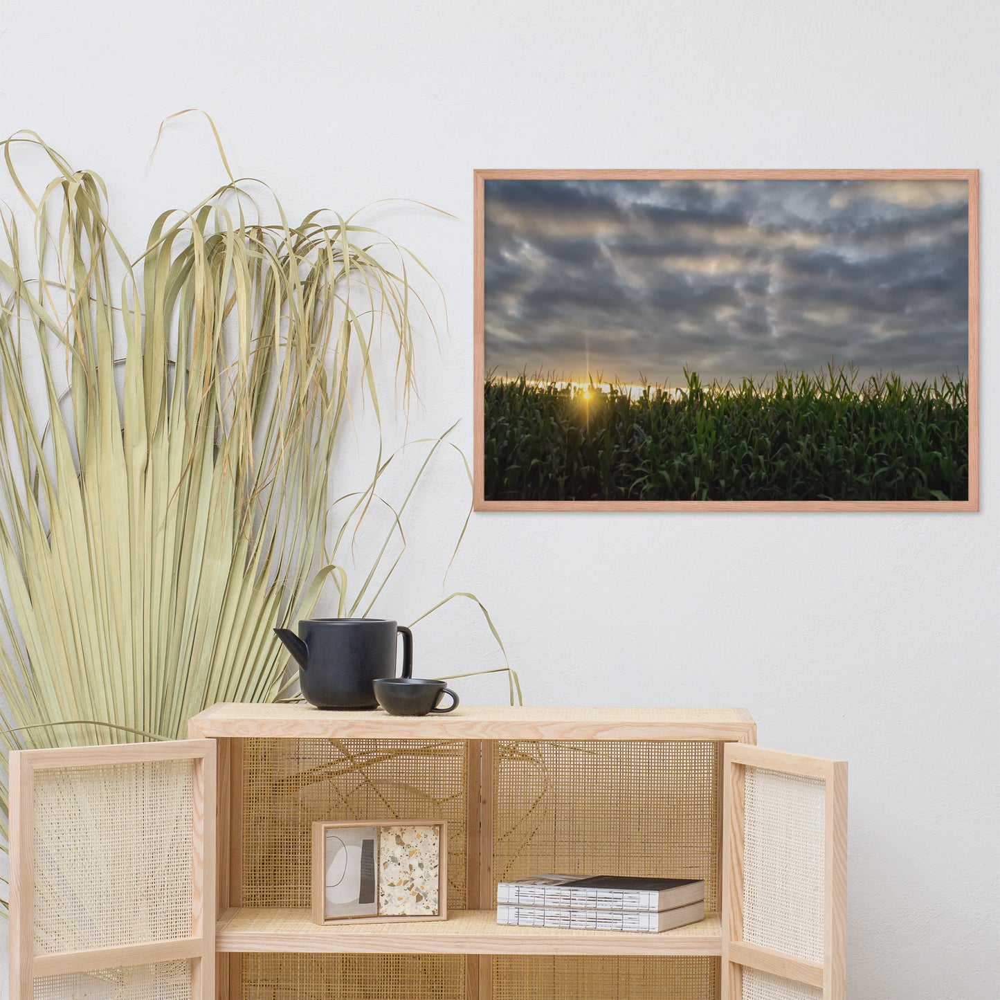 Rows of Corn Rural Landscape Framed Photo Paper Wall Art Prints