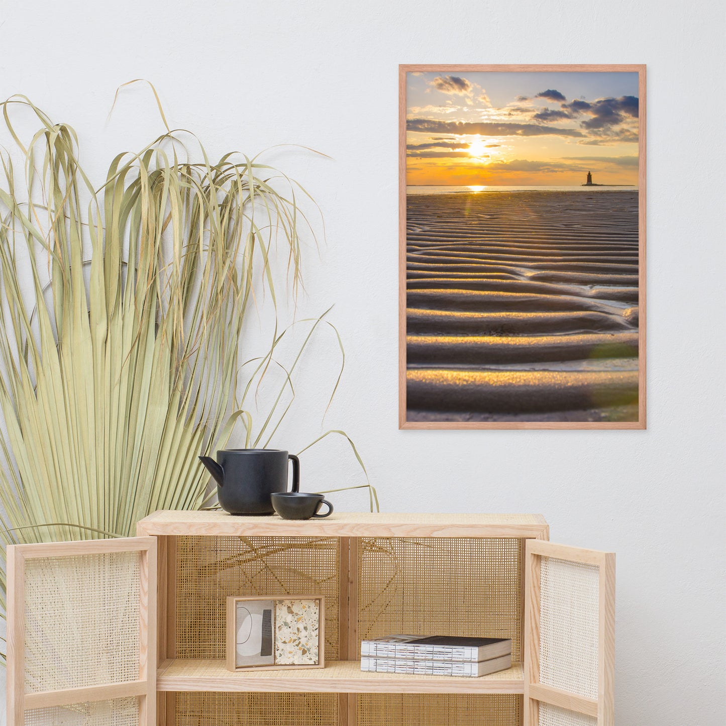 Sandbars and Sunset Coastal Landscape Framed Photo Paper Wall Art Prints