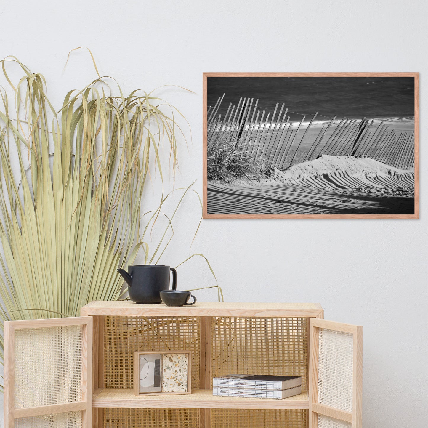 Sandy Beach Fence at the Shore Landscape Framed Photo Paper Wall Art Prints