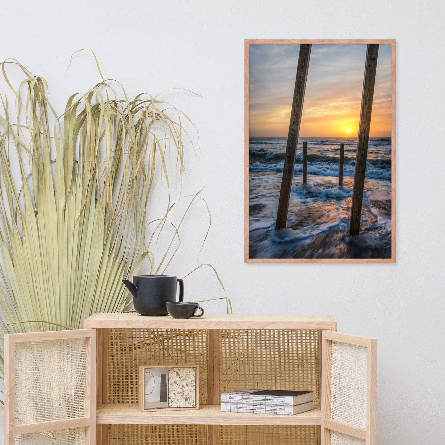 Sunrise Between the Pillars Coastal Landscape Framed Photo Paper Wall Art Prints