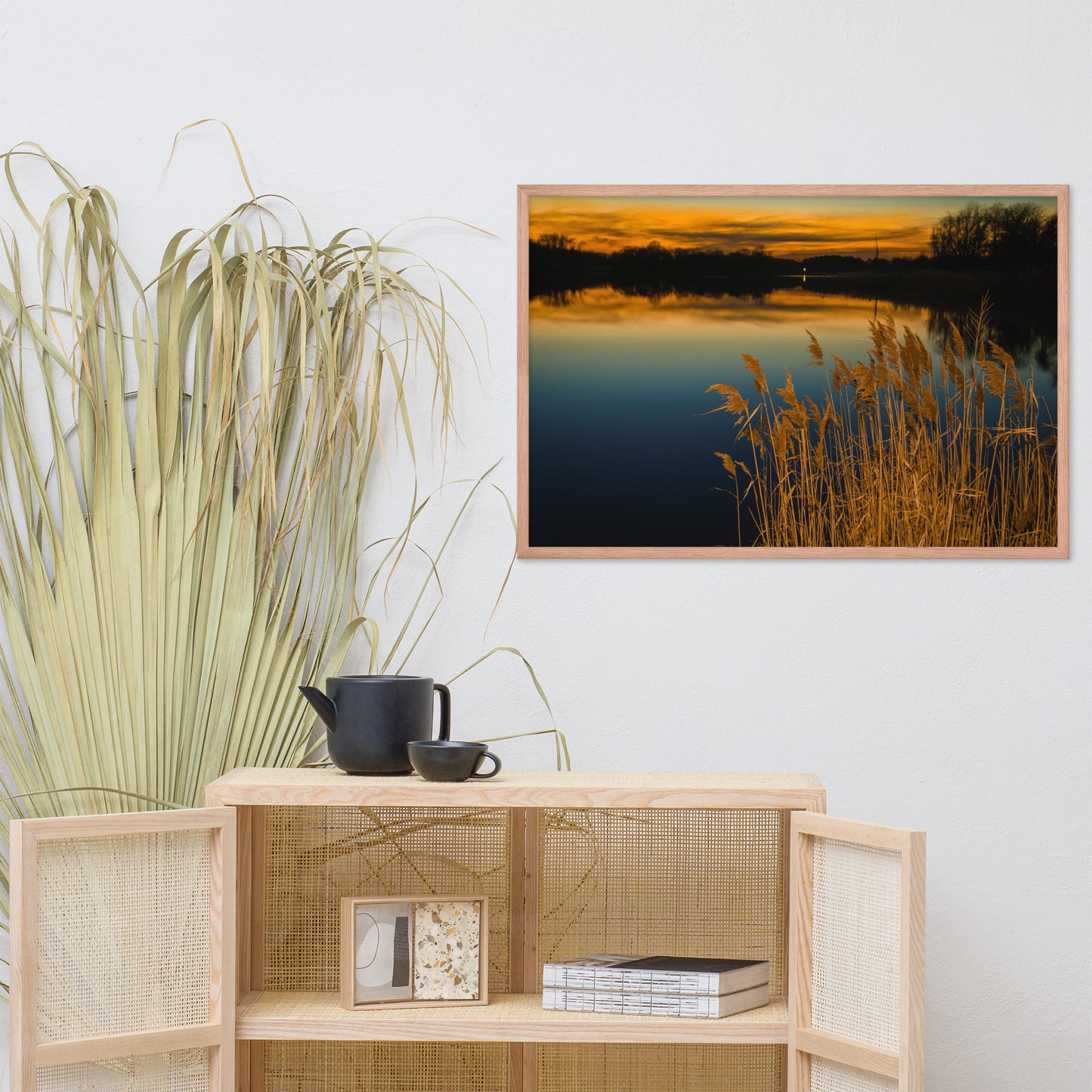 Sunset at Reedy Point Pond Landscape Framed Photo Paper Wall Art Prints