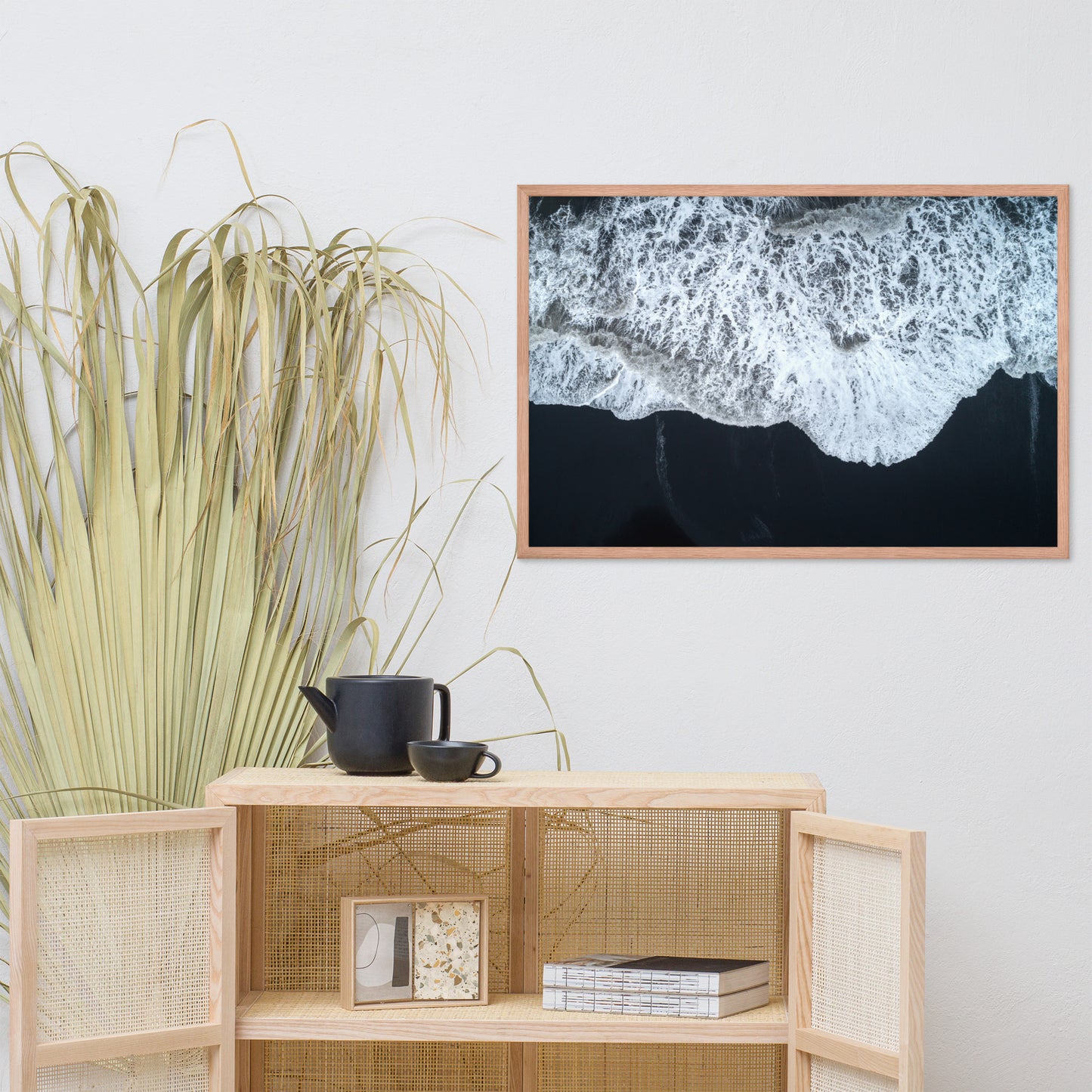 White Waters and Black Sand Coastal Landscape Framed Photo Paper Wall Art Prints