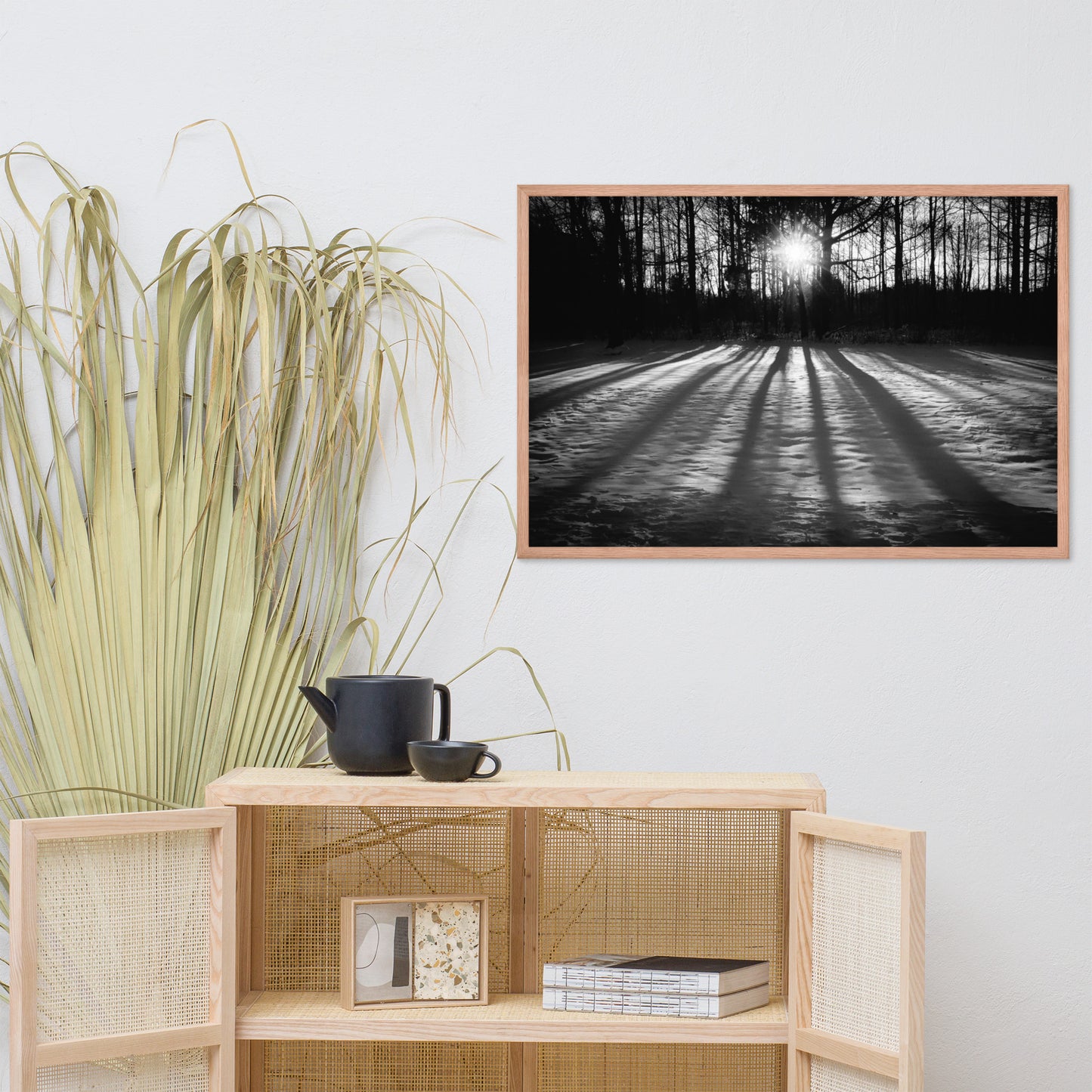 Winter Shadows from the Trees Black & White Framed Photo Paper Wall Art Prints
