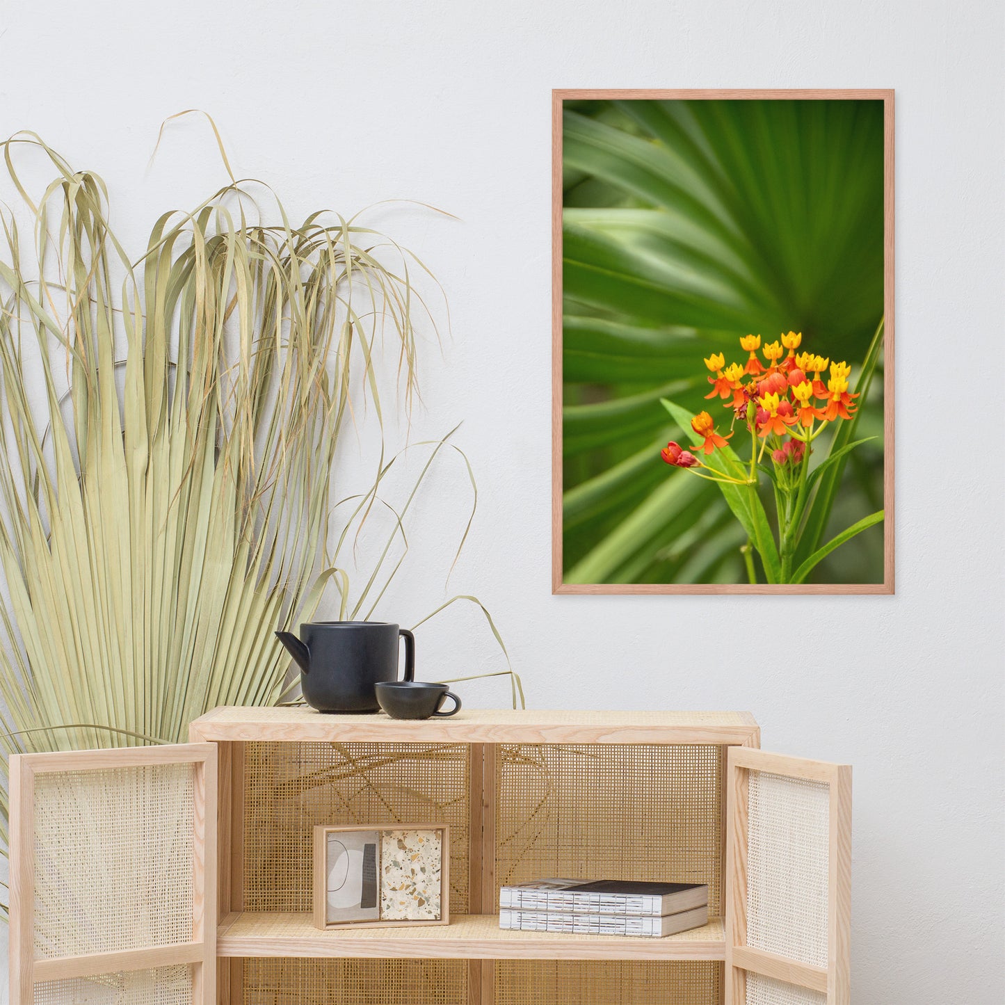 Bloodflowers and Palm Color Floral Nature Photo Framed Wall Art Print