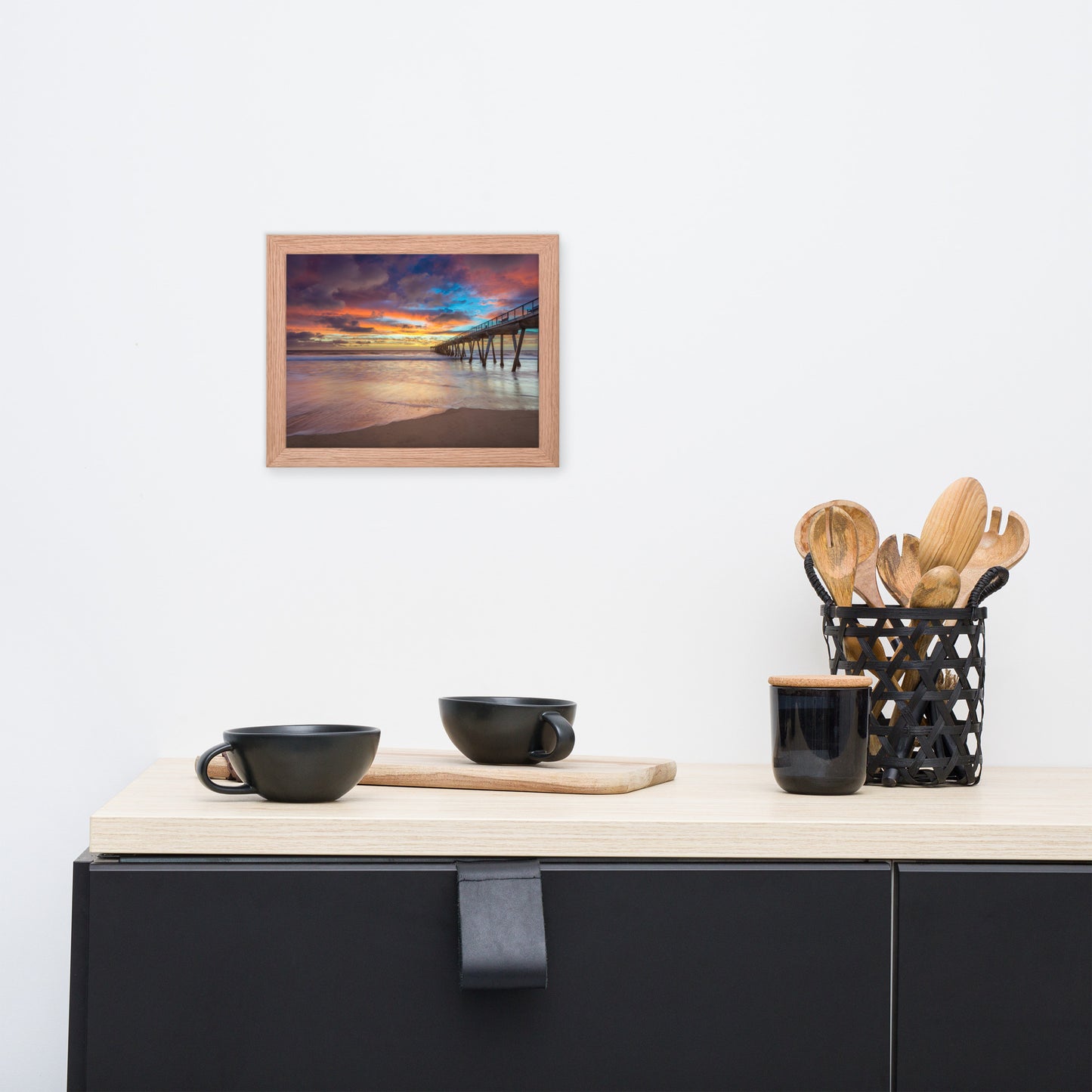 Dreamy Pier at Sunset Framed Wall Art Print