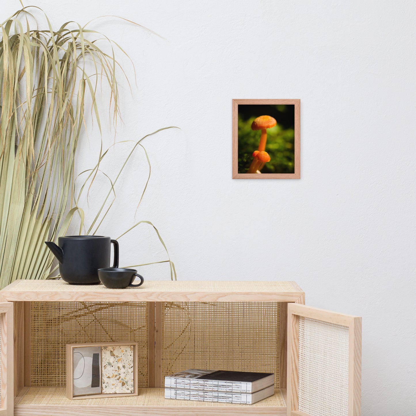 Button Top Mushrooms Botanical Nature Photo Framed Wall Art Print