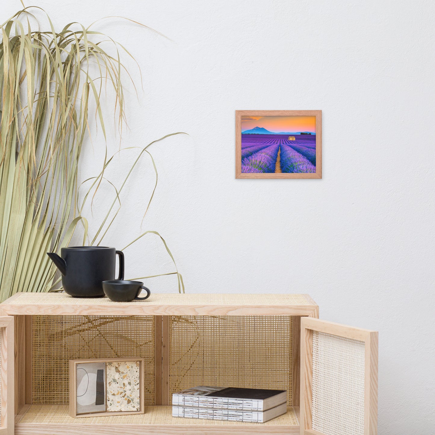 Blooming Lavender Field and Sunset Floral Landscape Framed Photo Wall Art Prints