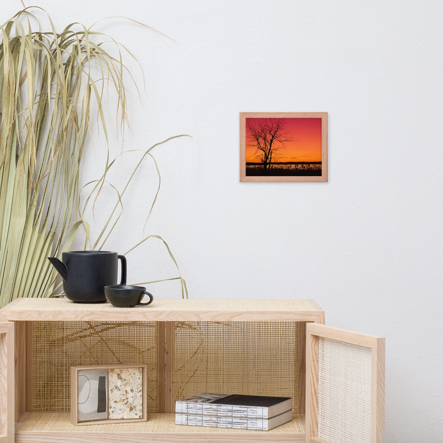 Burning Skies Rural Landscape Framed Photo Paper Wall Art Print