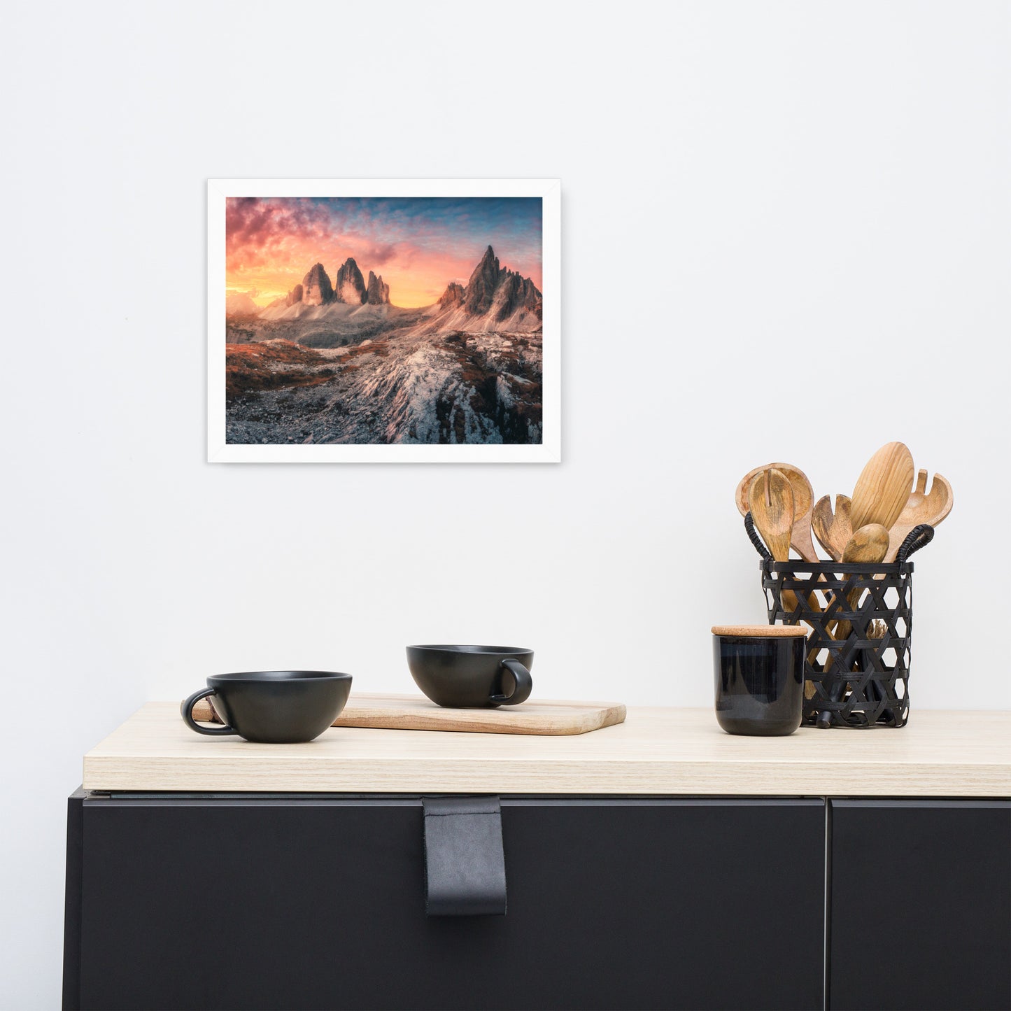 Mountain Colorful Cloudy Sunset 2 Framed Wall Art Print