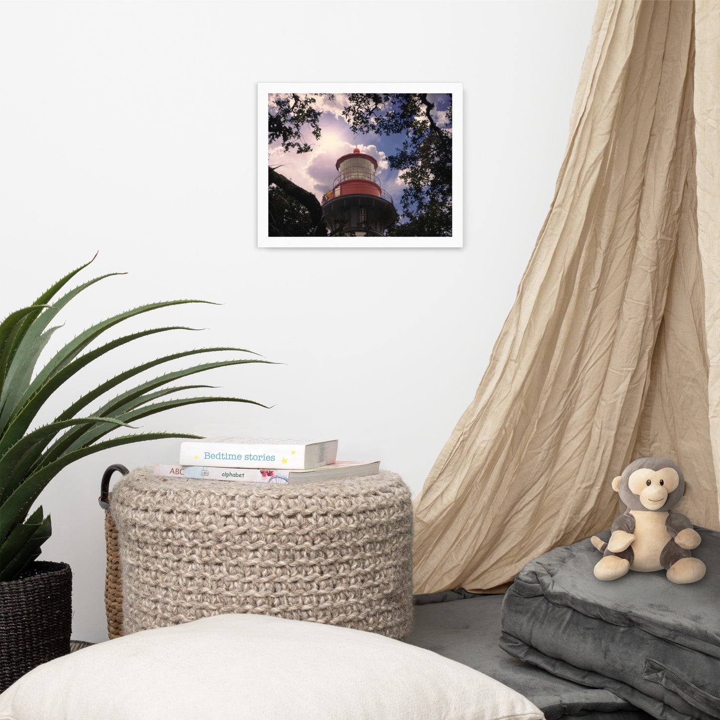 St. Augustine Lighthouse and Tree Branches Urban Building Photograph Framed Wall Art Prints