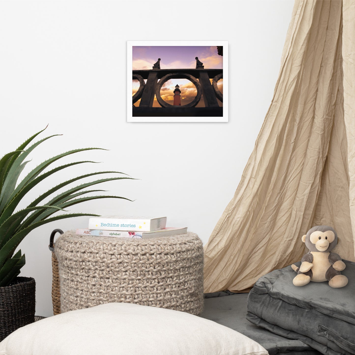 Ponce De Leon Lighthouse and Iron Fence Architectural Coastal Photo Framed Wall Art Prints