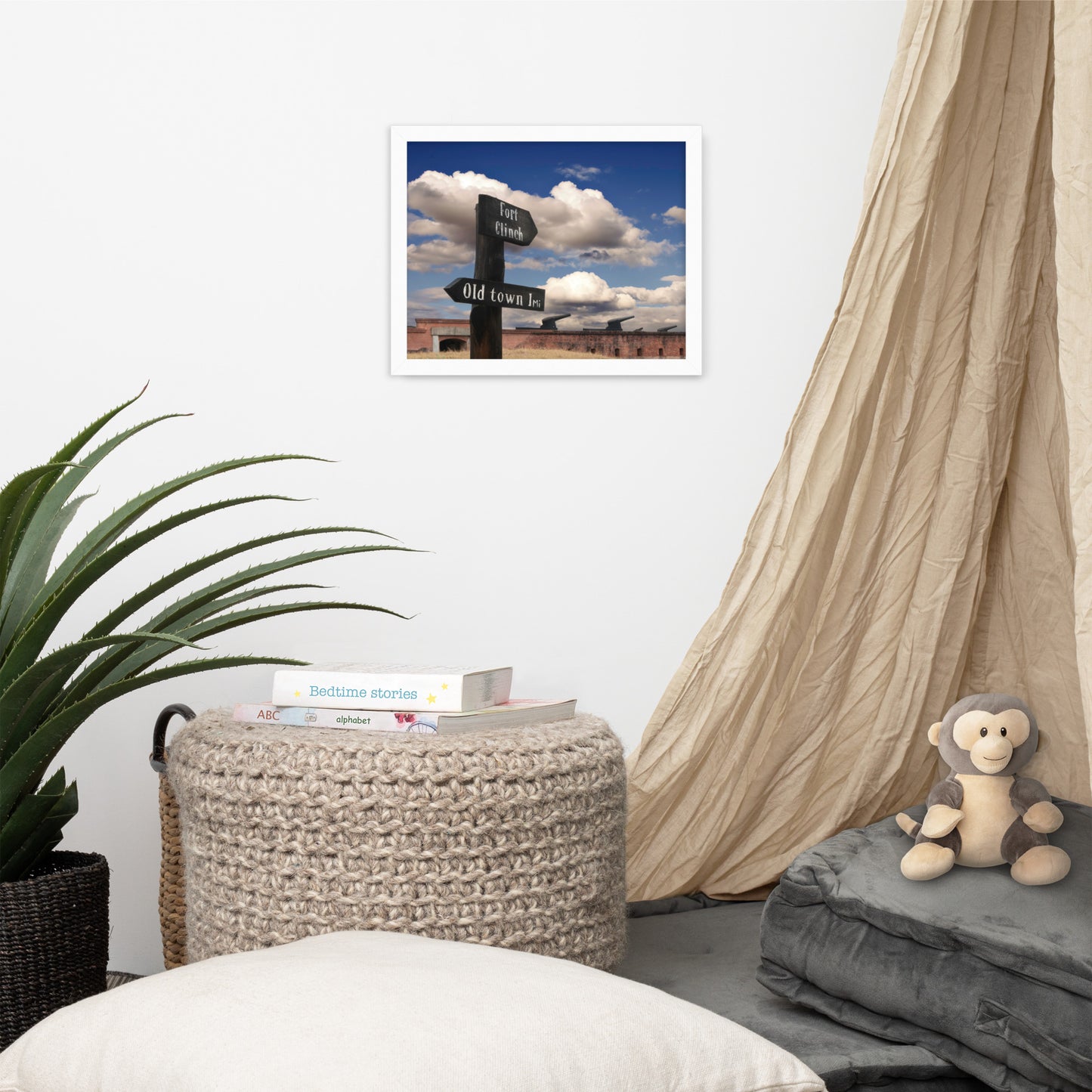 Path Sign and Fort Clinch Urban Landscape Photo Framed Wall Art Print