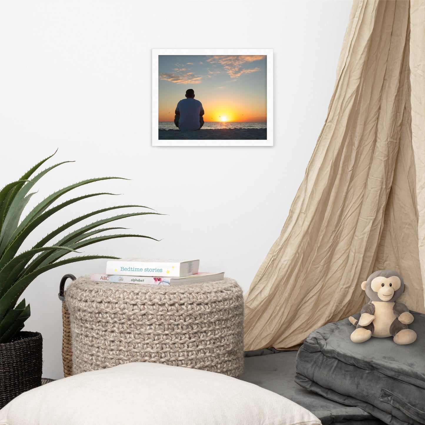 Reflections of The Day Coastal Sunset Landscape Photo Framed Wall Art Print