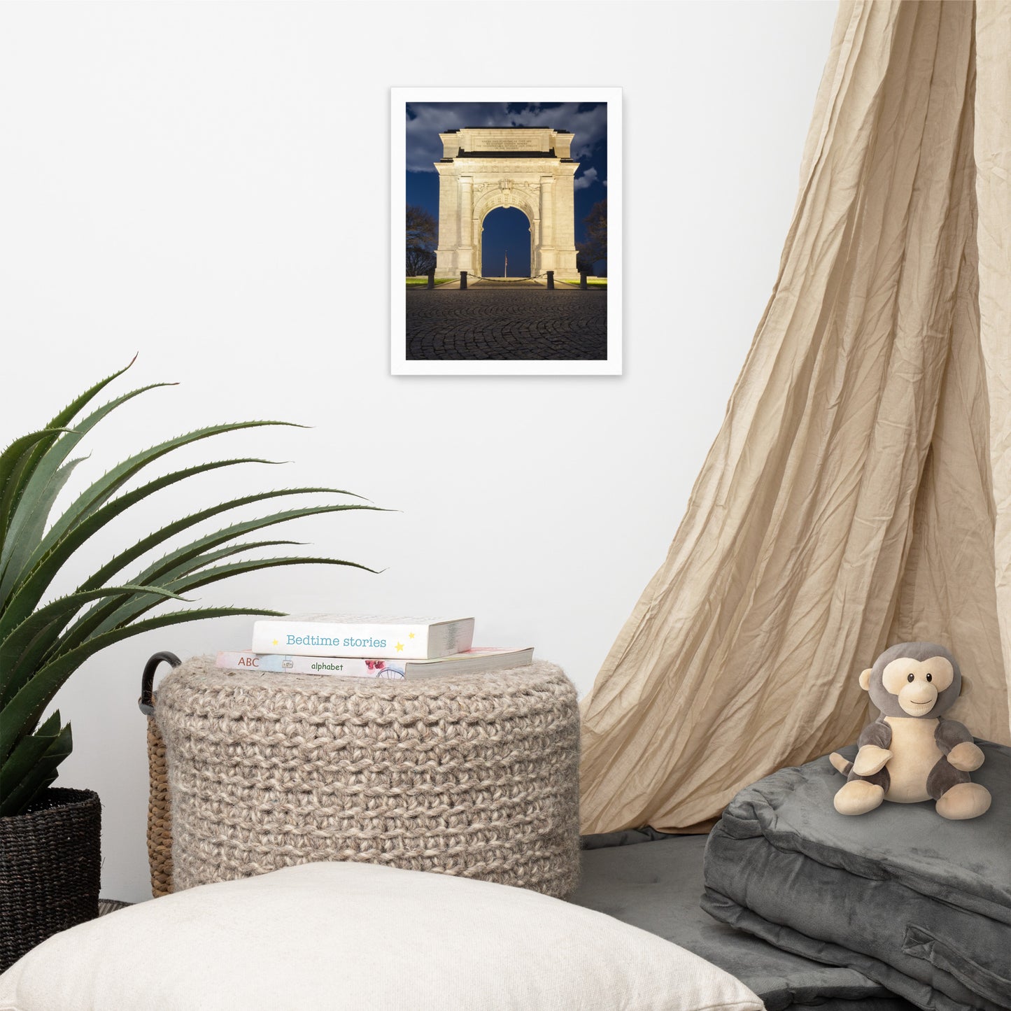 Night Photo At Valley Forge Arch Urban Landscape Photo Framed Wall Art Print