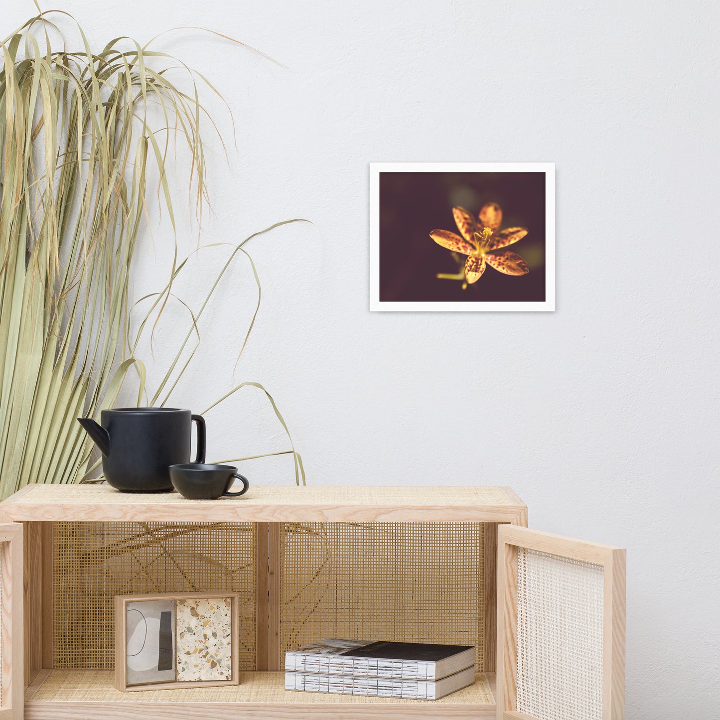 Dramatic Orange Leopard Lily Flower Floral Nature Photo Framed Wall Art Print