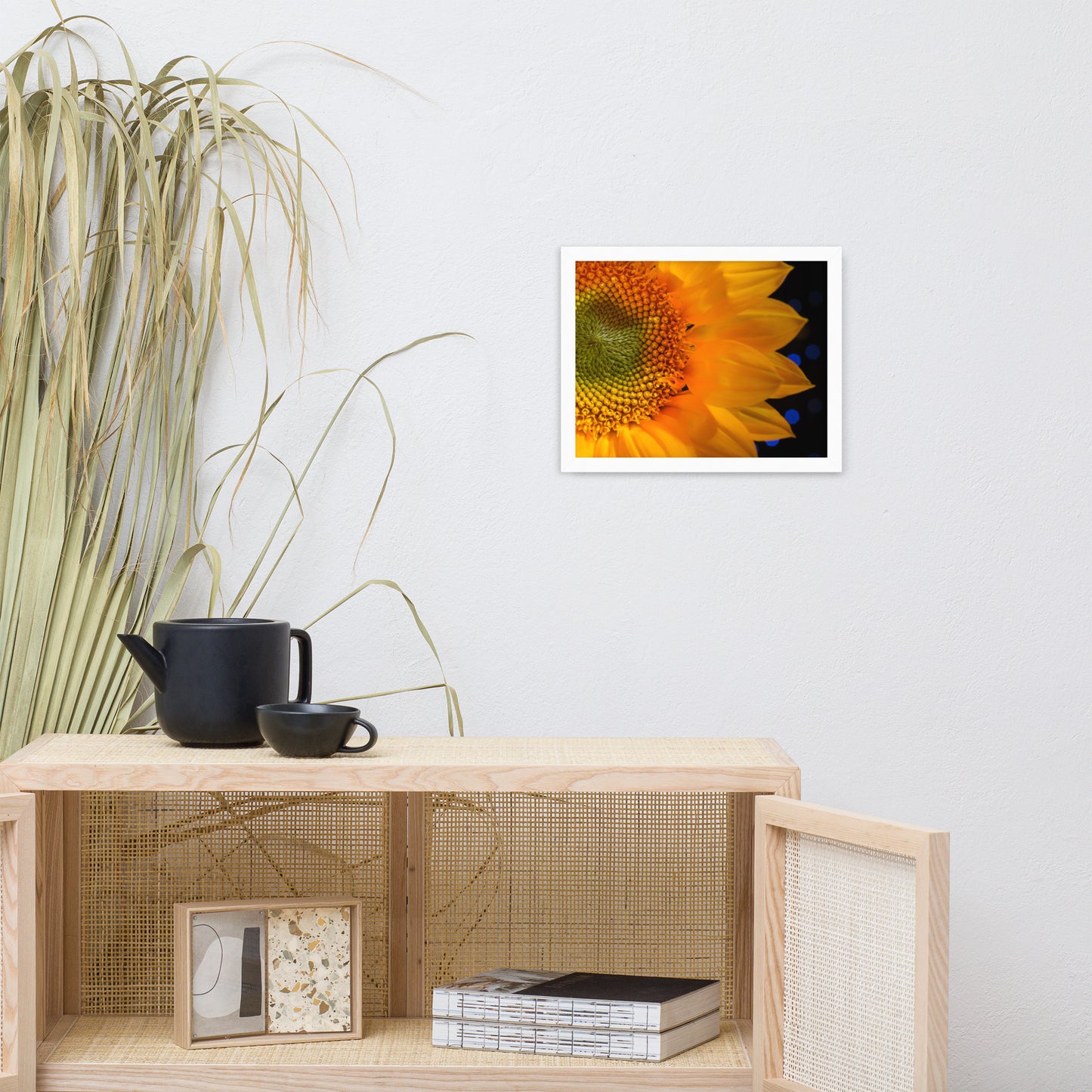 Close-up Sunflower Floral Nature Photo Framed Wall Art Print