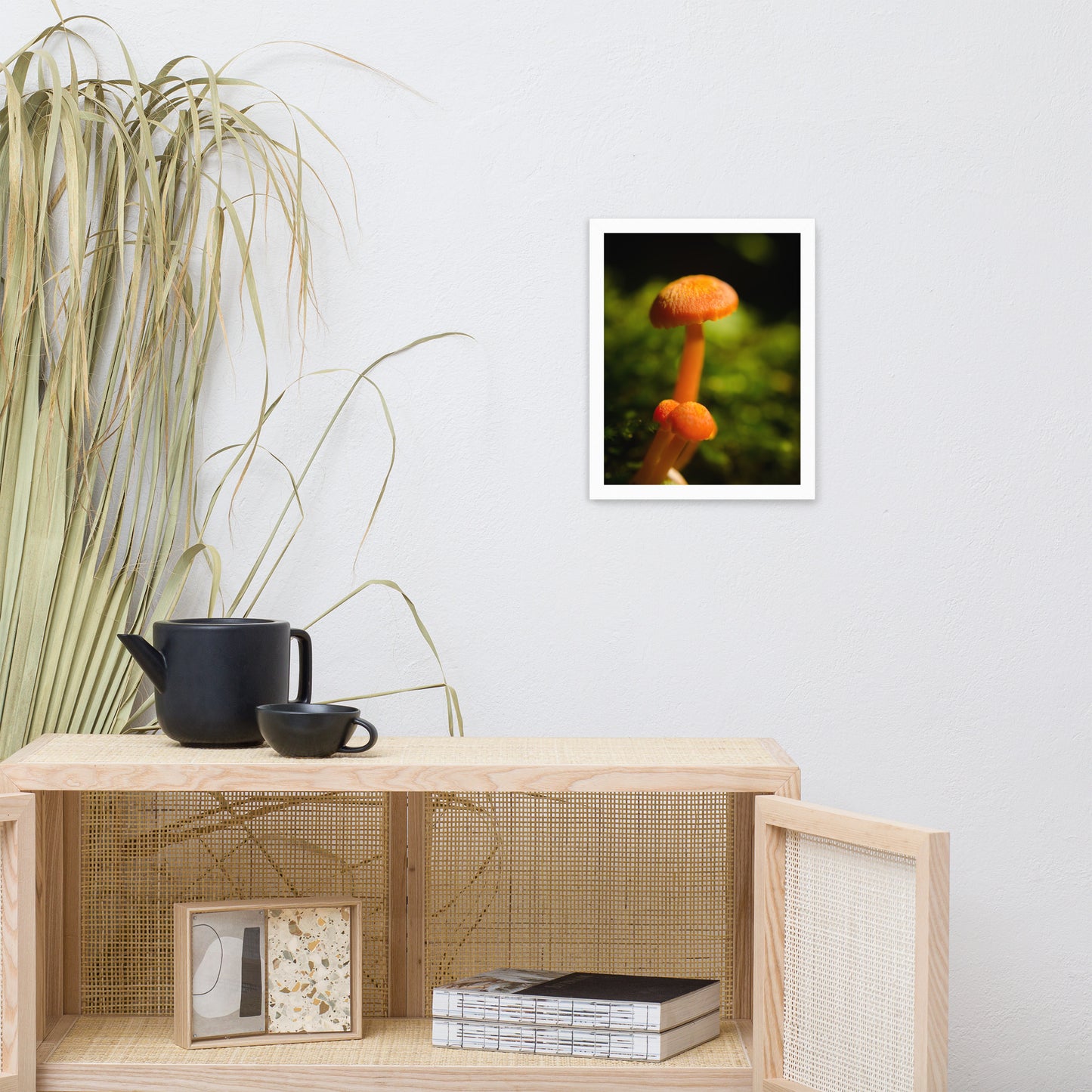 Button Top Mushrooms Botanical Nature Photo Framed Wall Art Print